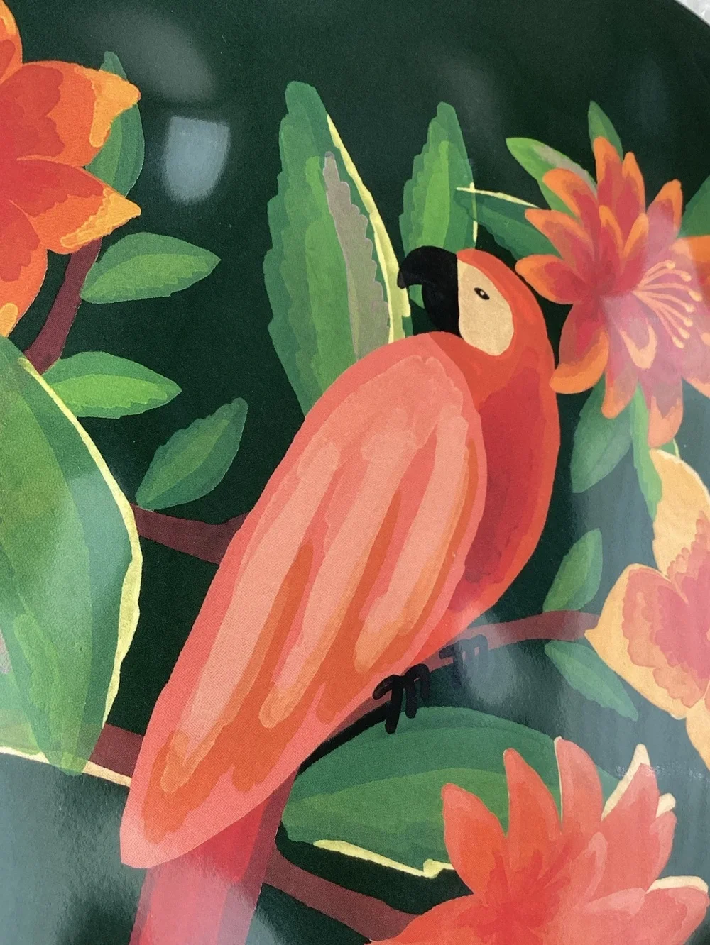 Anthropologie Melamine Plates Dessert Tropical Birds 8.5”  FARM Rio Set of 4